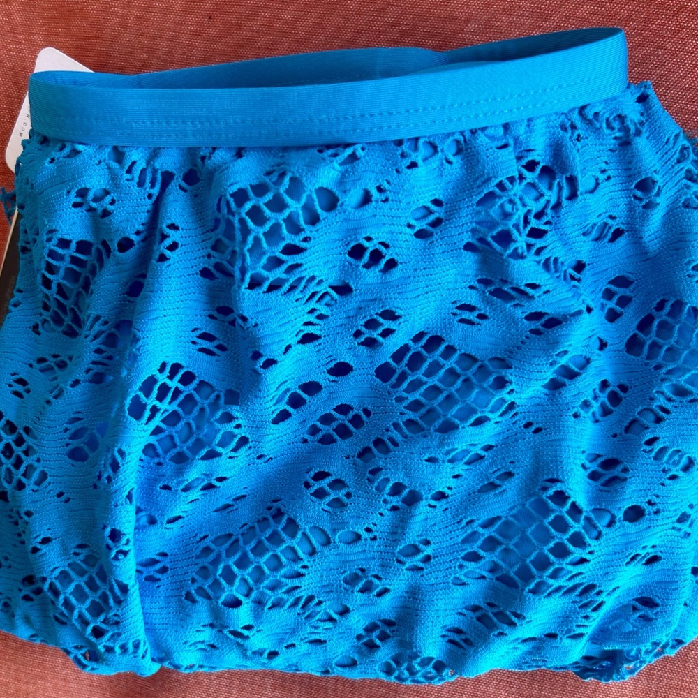 NWT Kenneth Cole Reaction Swimwear Bikini Skirted Bottom Crochet 2X